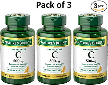 Nature's Bounty Vitamin C, 500mg, Time Release, 100 Capsules (Pack of 3)