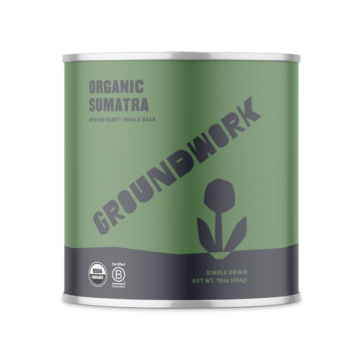 Groundwork Coffee Organic Sumatra Single Origin Whole Bean Can