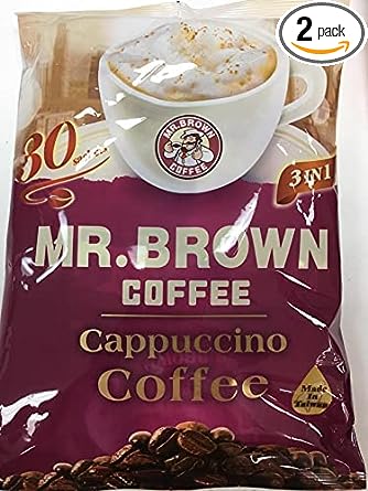 Mr. Brown 3 in 1 Instant Coffee 30 Sachets (Cappuccino, 2 Packs)