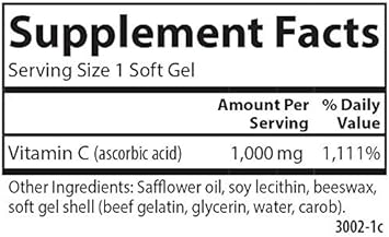 Carlson - C-Gels, 1000mg, Vitamin C Softgels, Immune Support & Heart H