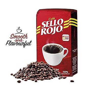 Café Sello Rojo Traditional Coffee | Smooth & Flavorful |No Bitter Aftertaste | 100% Colombian Medium Roast Ground Coffee | Café de Colombia | (Pack of 1)