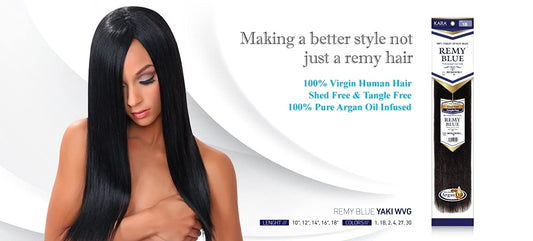 New Remy Yaky-Remy Blue 100% VIRGIN Human Hair Weave- Shed Free&Tangle Free (#1B, 14")