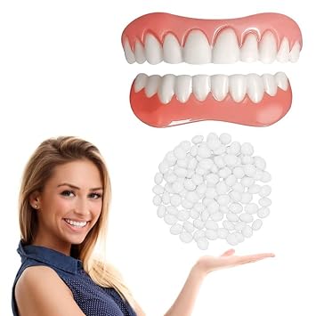 Fake Teeth, 2 PCS Veneers Dentures Socket for Women and Men, Dental Veneers for Temporary Tooth Repair Upper and Lower Jaw-2