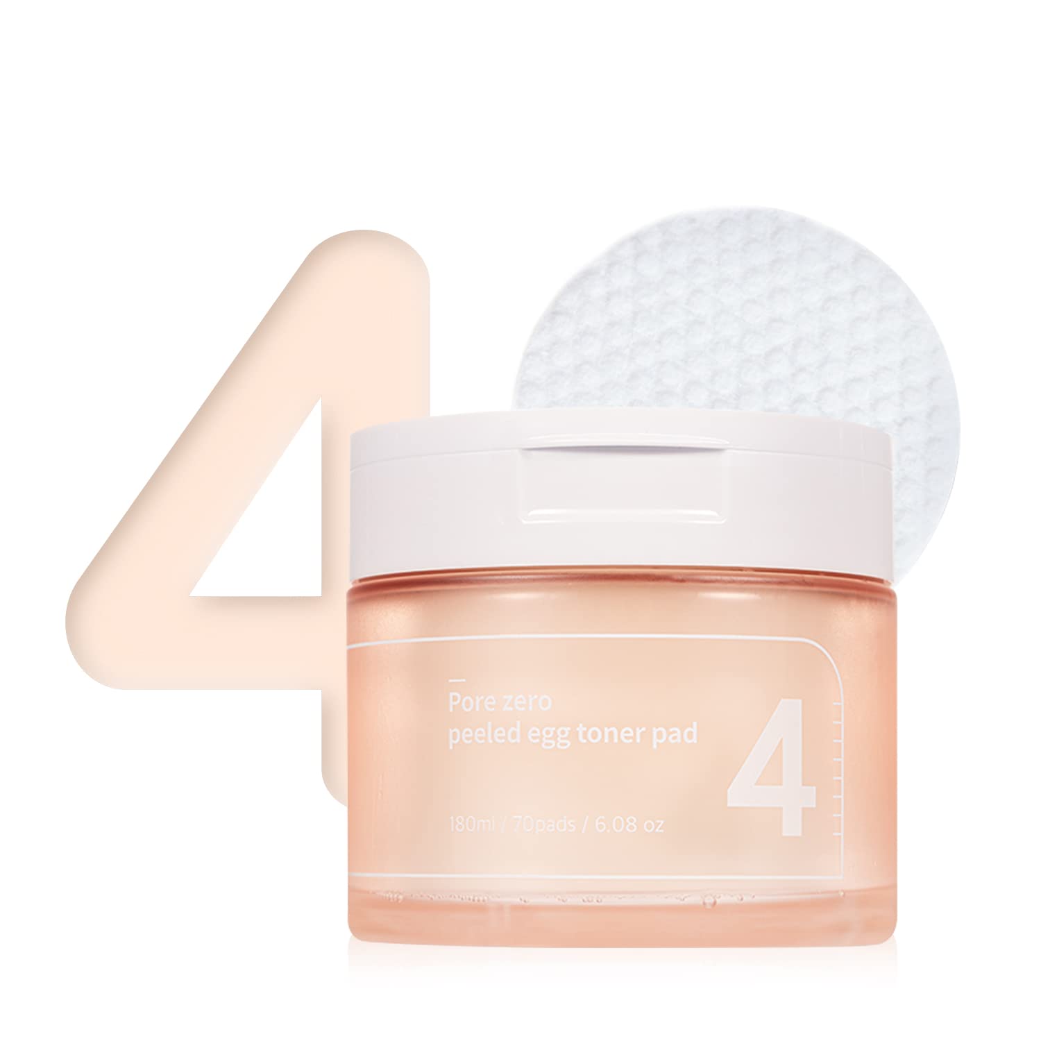 Numbuzin No.4 Pore Zero Peeled Egg Toner Pad | Gentle Exfoliator, Pha, Lha, Makeup Skin Prep, Panthenol | Korean Skin Care For Face, 70 Pads, 6.42 .
