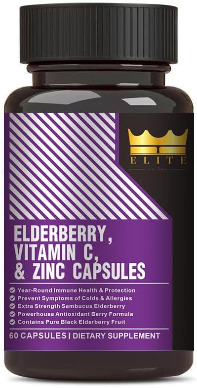 Crown Elite Premium Organic Elderberry with Vitamin C & Zinc, 3 in 1 I