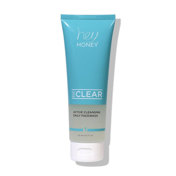 Hey Honey Skincare Be Clear 3-Step Acne Routine - Step 1 - Active Cleansing Daily Face Wash | For Young Adults, Acne-Prone Skin | Infused with Bee Propolis | Fast-Acting, Absorbs Oil | Cruelty-Free, Clean Ingredients | 5