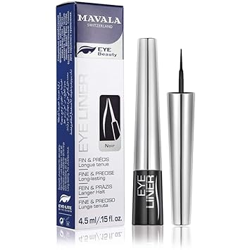 MAVALA Eye Liner Liquid Eyeliner, Noir | Makes Your Eyes Pop | Fine and Precise | Long Lasting | Delicate on Eyes | Vitamin E | No Smearing | 0.16