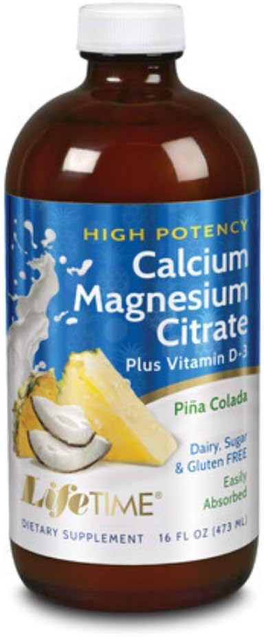 LifeTime Cal Mag Citrate Hi-Potency, No Sugar, Pina Colada | 16 oz