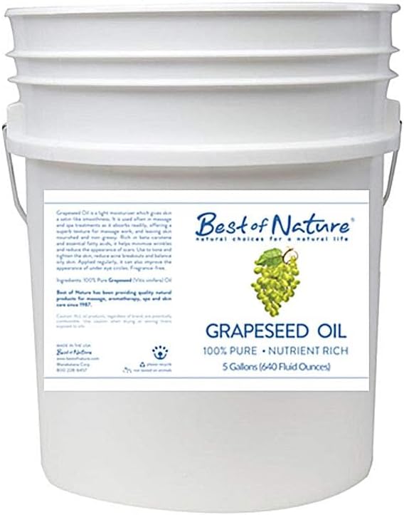 Best of Nature 100% Pure Grapeseed Massage & Body Oil (Five Gallon Pail)