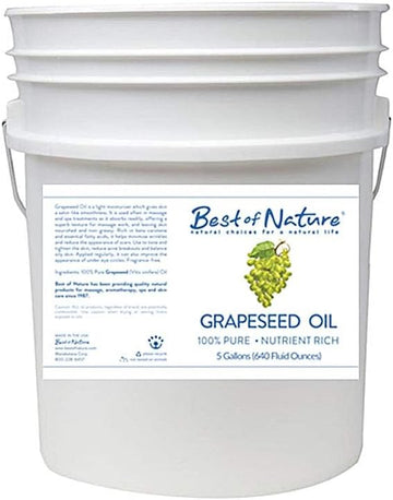 Best of Nature 100% Pure Grapeseed Massage & Body Oil (Five Gallon Pail)