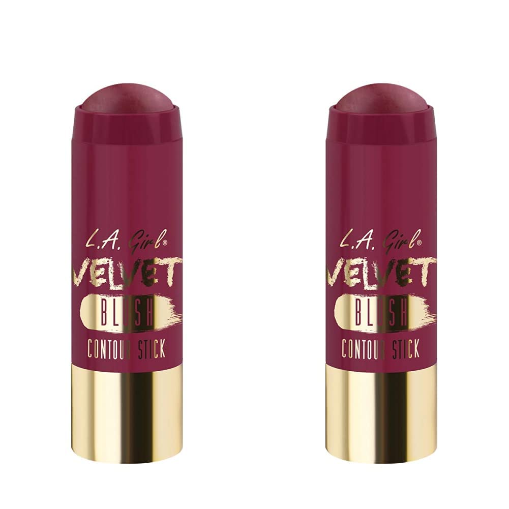 L.A. Girl Velvet Contour Sticks, Blush Crushed Berry,3 Count(Pack of 2)