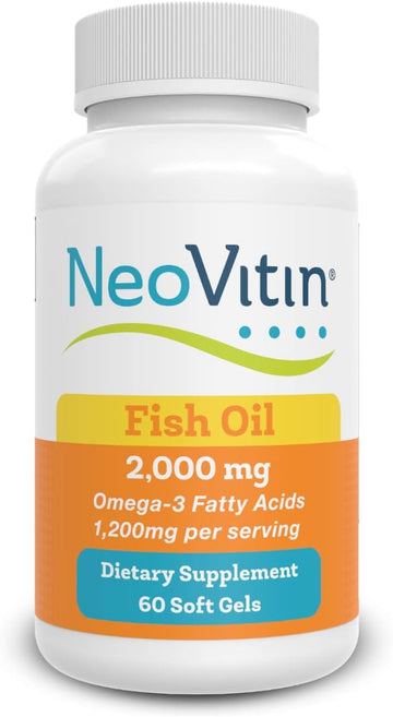 NeoVitin Omega 3 Fish Oil Supplement - 60 Soft Gels - 1200 mg Omega-3 - with EPA and DHA - 30 Servings