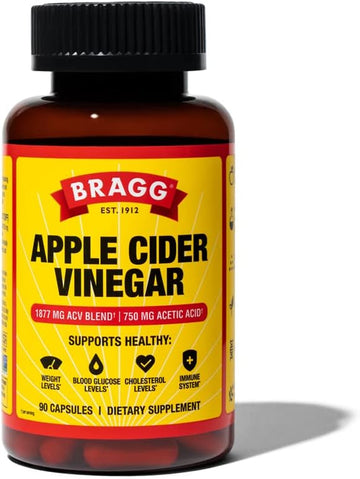 Bragg Apple Cider Vinegar Capsules - Vitamin D3 & Zinc - 750mg of Acet