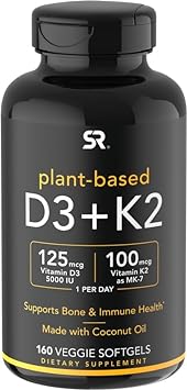 Sports Research Vitamin D3 K2 With 5000Iu Of Plant-Based D3 & 100Mcg O