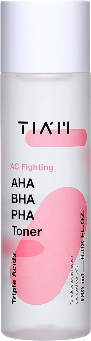 TIAM AC Fighting AHA BHA PHA Toner, Anti-Acne, Gentle Exfoliation, Refining Pore and Remove Dead Skin Cells, 6.08 .