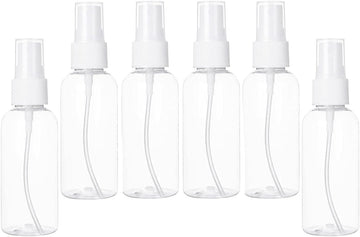 VIGOR PATH Mini Travel Spray Bottles, 2/50 Clear Empty Plastic Containers with Fine Mist Sprayer, Set of 6 with Labels Included