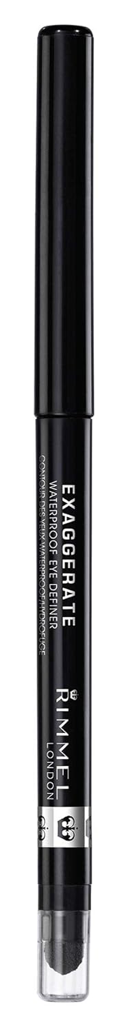 Rimmel Exaggerate Eye Definer, Blackest Black, 1 Count, Waterproof Long Lasting Easy Twist Up Self-Sharpening Eye Color Pencil