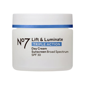 No7 Lift & Luminate Triple Action Day Cream SPF 30 - Broad Spectrum Anti Aging Face Cream - Hydrating Hibiscus Peptides & Hyaluronic Acid + Brightening Emblica & Vitamin C (50)