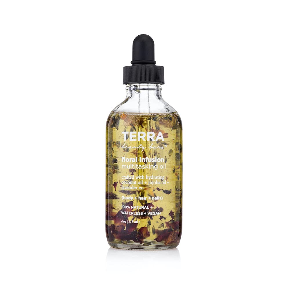 Terra Beauty Bars oral Infusion Multitasking Body, Nail and Hair Oil Lavender, 4 in glass bottle with dropper