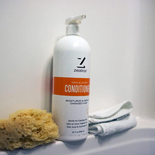 Zealios Swim & Sports Hair Conditioner Dynamic Chlorine Removal Formula, Moisturize Damaged Hairs, Great for Swimmers & Athletes - Protects Color/Treated Hair from Pool Chlorine & Chemicals - 32