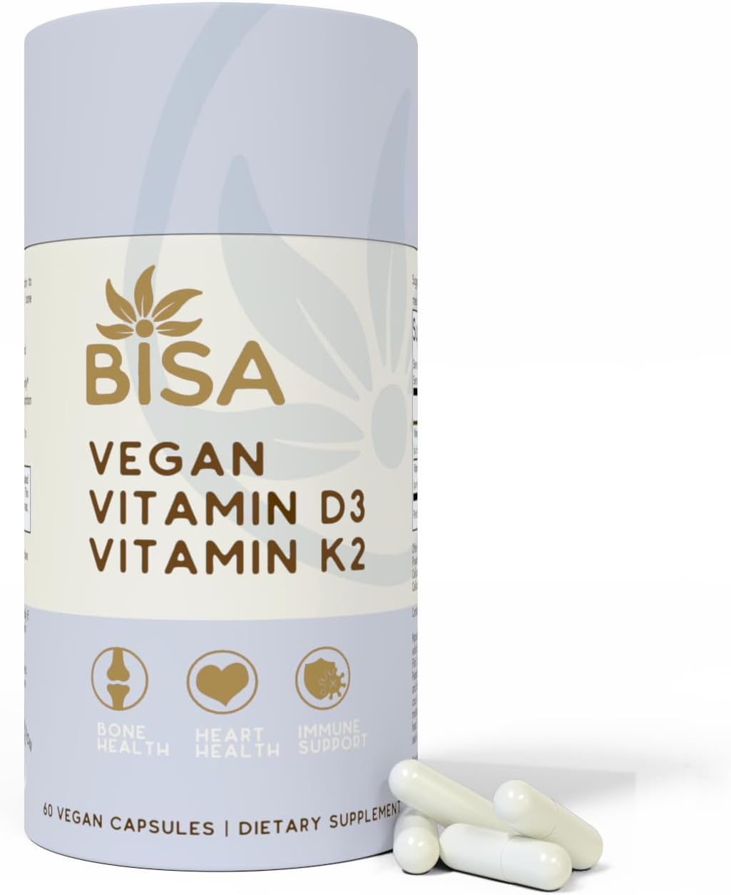 Bisa Vitamin D3 & K2 Supplement |Promote Immune Function, Bones & Heart Health | Vitamin D3 2,000 Iu, 50Mcg & Vitamin K2