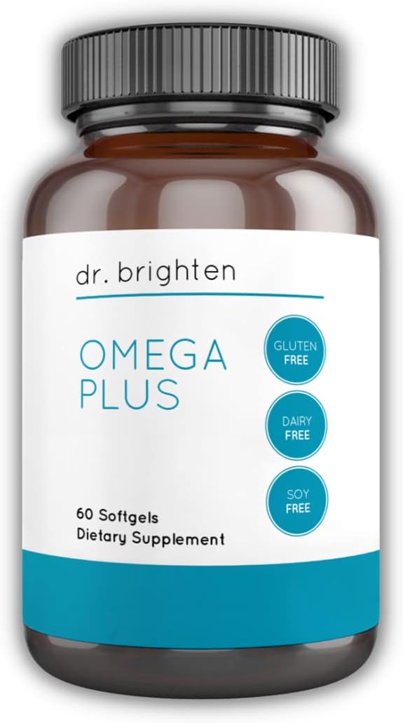 Dr. Brighten Omega Plus ? 1500 mg of EPA/DHA Non-GMO Fish Oil Supplement for Heart, Brain, and Immune System ? 60 Softge