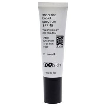 PCA SKIN Sheer Tint Broad Spectrum SPF 45 - Universally-Tinted Water-Resistant Hydrating Sunscreen for Use Alone or Under Foundation & Makeup (1.7  )