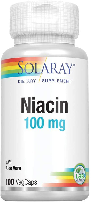 Solaray Niacin 100 mg, Vitamin B3 | Skin Health, Cardiovascular, Nervous System & Circulation Support | 100ct