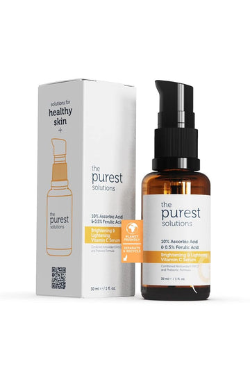 The Purest Solutions Brightening & Lightening Vitamin C Serum (10% Ascorbic Acid & 0.5% Ferulic Acid) - Revitalize & Renew Dull Skin - Anti-Aging Care & Anti-Stress Care - Vegan | Cruelty Free | Eco Friendly (1 . )