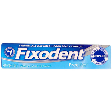 Fixodent, Denture Adhesive Cream, Free of avors & Colors, 2.4