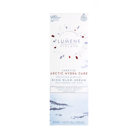 Lumene Arctic Hydra Skin Care Moisture Relief Rich Oleo Face Serum - Facial Serum for Sensitive + Dry Skin - Hydrating Serum with Nordic Bilberry, Oat Oils + Ceramides - Hydra Rich Skin Serum (30)