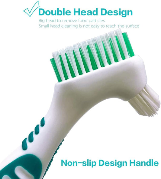 Mckkor Premium Hygiene Denture Cleaning Brush Set, Multi-Layered Bristles & Ergonomic Rubber Handle, for Denture Care(Pack of 2)