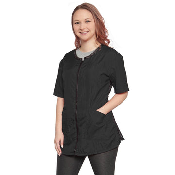 Mane Caper Mesh Back Salon Jacket Black 2 pockets zipper (medium, Black)