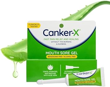 Canker-X Mouth Sore Gel, Fast Pain Relief & Healing for Canker Sores, Cheek Bites and Oral Abrasions, Oral Pain Relief Gel, Benzocaine Free and Alcohol Free, Adults and Children 6+ Years, 0.28