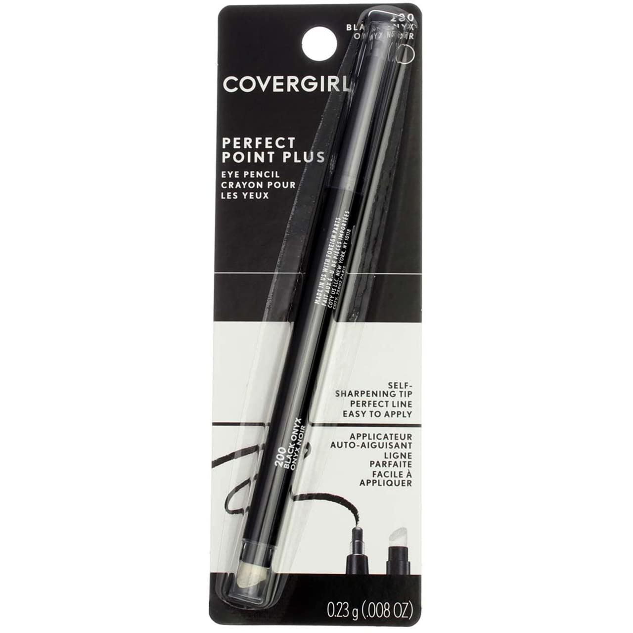 COVERGIRL Perfect Point PLUS Eyeliner, One Pencil, Black Onyx Color, Self Sharpening Eyeliner Pencil, Smudger Tip for Bl