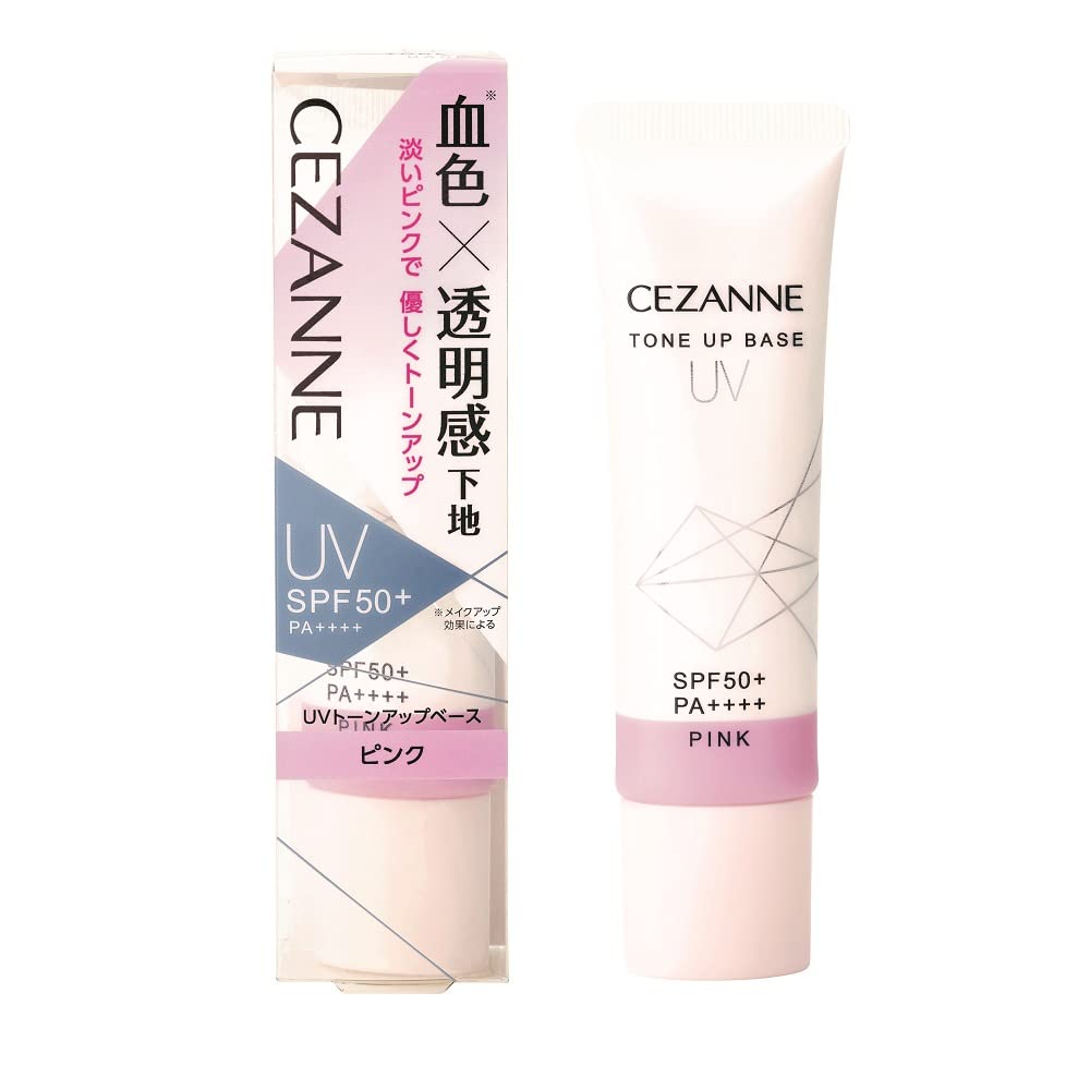 Cezanne UV Tone Up Base, Pink, 1.1  (30 g), Makeup Base, Bloody Skin, SPF 50+/PA++++ Waterproof