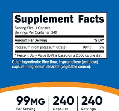 Nutricost Potassium Citrate 99mg, 240 Capsules - Gluten Free, Non-GMO