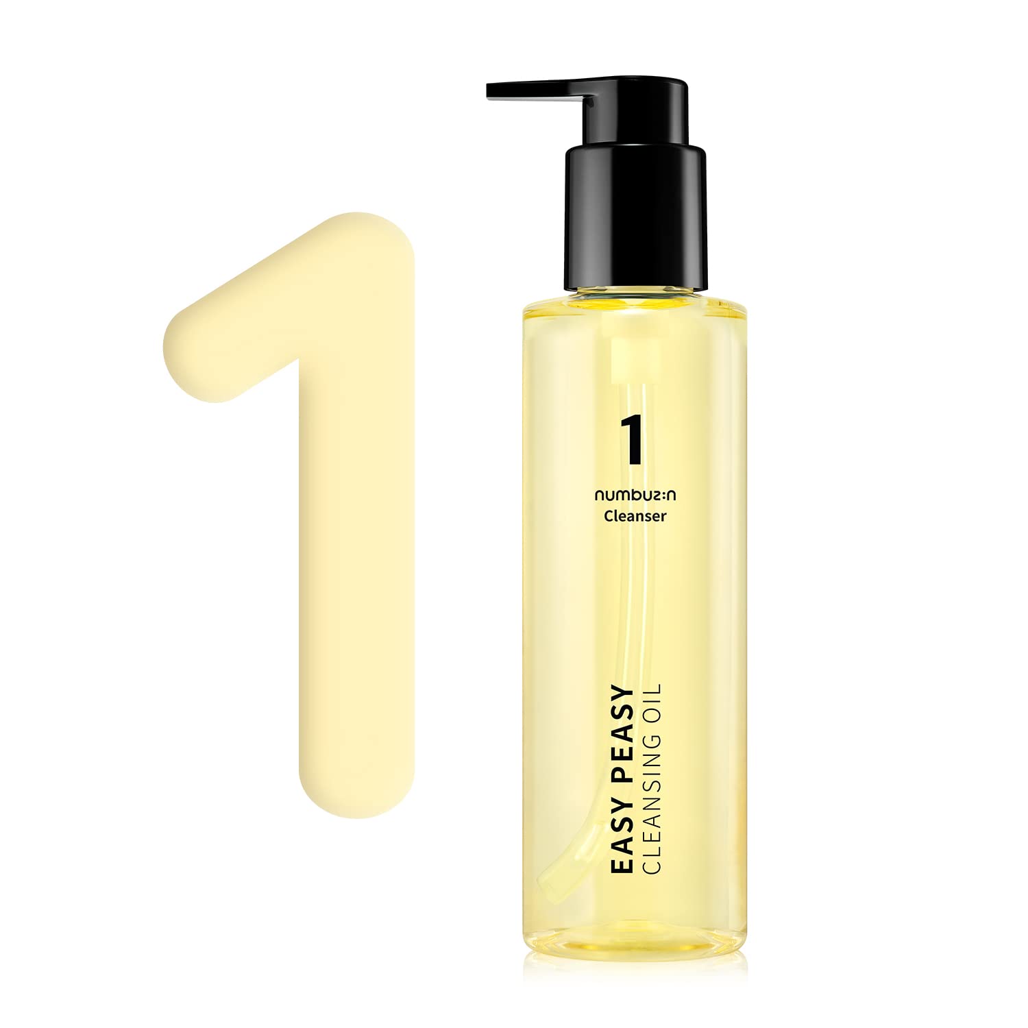 Numbuzin No.1 Easy Peasy Cleansing Oil | Makeup Removing Facial Cleanser, Unclogs Pores, Non-Heavy, Nature-Derived Ingredients | Korean Skin Care For Face, 6.76