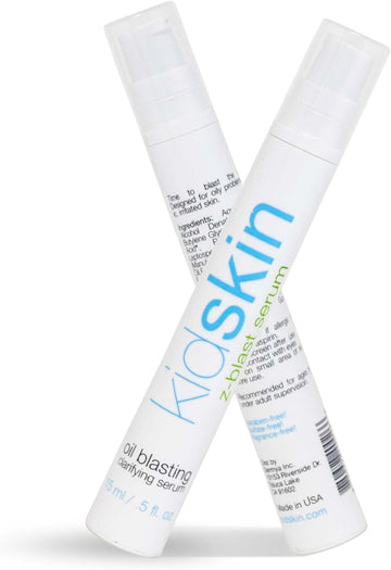Kidskin - Z-Blast Clarifying Serum, Acne Serum for Face, Face Skin Care for Kids and Teen Skin Ages 9-17, Vegan-and-Cruelty-Free Acne Prone Skin Care, 0.5