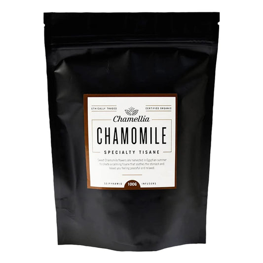Chamellia Organic Chamomile Tea - 50 x Pyramid Tea Bags in a Pouch  (No Camellia Sinensis, Caffeine Free) Single unit
