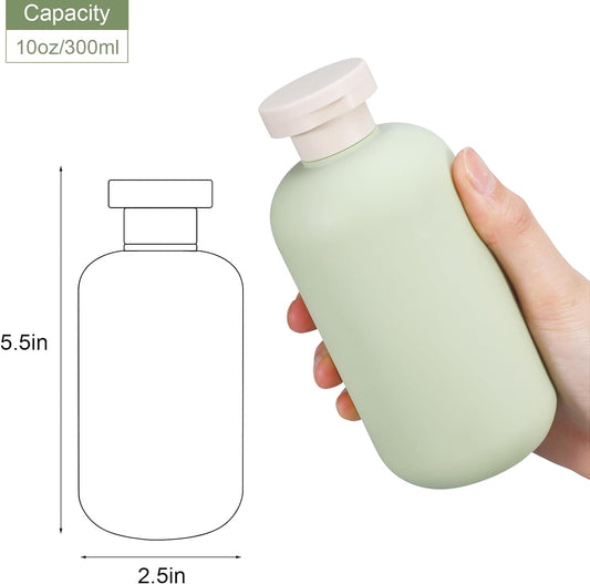 ASEVAT Green Plastic Empty Squeeze Bottles Refillable Containers for Lotion, Cream Shampoo Leak Proof Travel Bottle (Greet, 10-4Pcs)