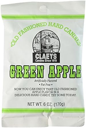 Claey's, Old Fashioned Hard Candy Green Apple, 6 Ounce Bag - SET OF 4