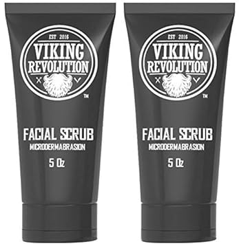 Viking Revolution Microdermabrasion Face Scrub for Men - Facial Cleanser for Skin Exfoliating, Deep Cleansing, Removing Blackheads, Acne, Ingrown Hairs - Men's Face Scrub for Pre-Shave (2 Pack)