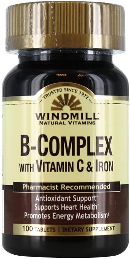 Windmill B-Complex Tablets with Vitamin C and Iron Supplement - 100 Ea