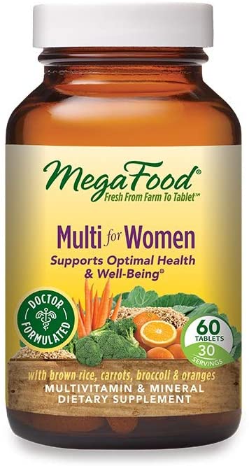 MegaFood, Multi for Women, Supports Optimal Health and Wellbeing, Multivitamin and Mineral Dietary Supplement, Gluten Free, Vegetarian, 60 Tablets