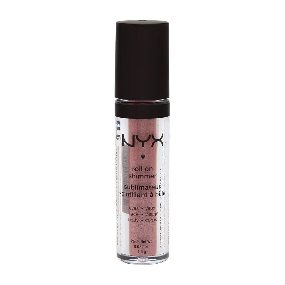 NYX Roll on Eye Shimmer / Mauve Pink - Pink with gold and silver Glitter for Face, Eyes & Body