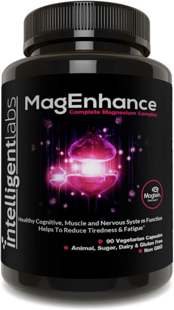 Intelligent Labs MagEnhance Magnesium Supplement, Magnesium-L-Threonate Complex with Magnesium Glycinate and Taurate, 90