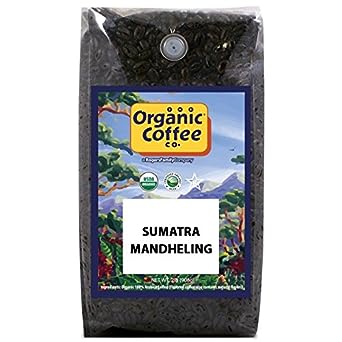 The Organic Coffee Co. Whole Bean Coffee - Sumatra Mandheling ( Bag), Medium Roast, USDA Organic
