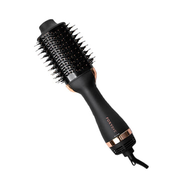 FoxyBae Blowout Brush Hair Dryer - Professional Blow Dryer Brush with Nylon and Boar Bristles - 60mm Hair Dryer Brush and Volumizer in One - Salon-Grade Rose Gold Hot Air Brush (Small)