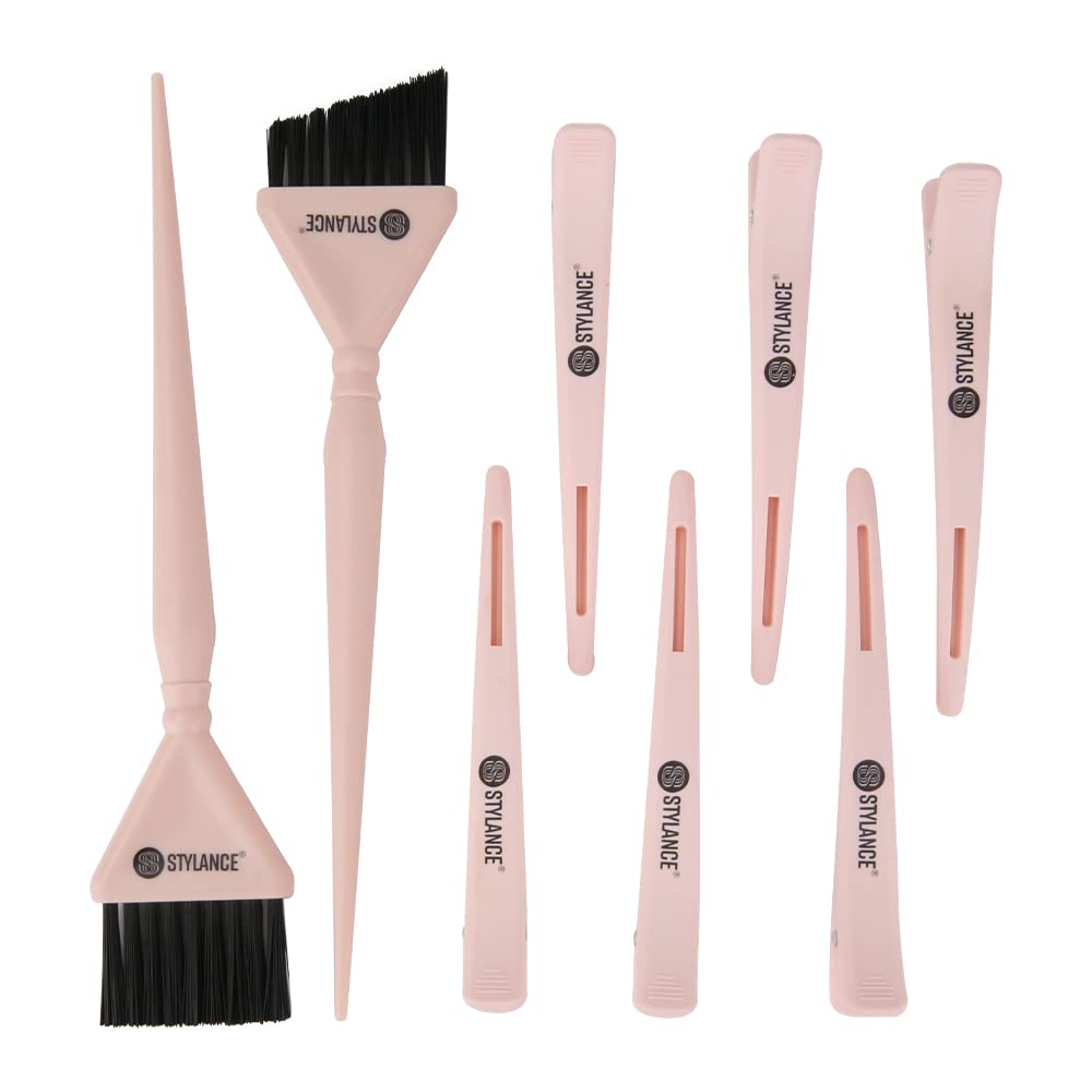 Hair Color Brush, 2Pcs Hair Dye Brush Kit, Hair Coloring Dyeing Kit to Apply Hair Color - Including 6 Pack Hair Clips for Styling and Sectioning
